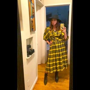Vintage 80’s plaid yellow and black dress